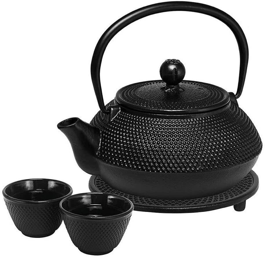 Avanti 800mL Hobnail Cast Iron Teapot Set Tea Brew - Black