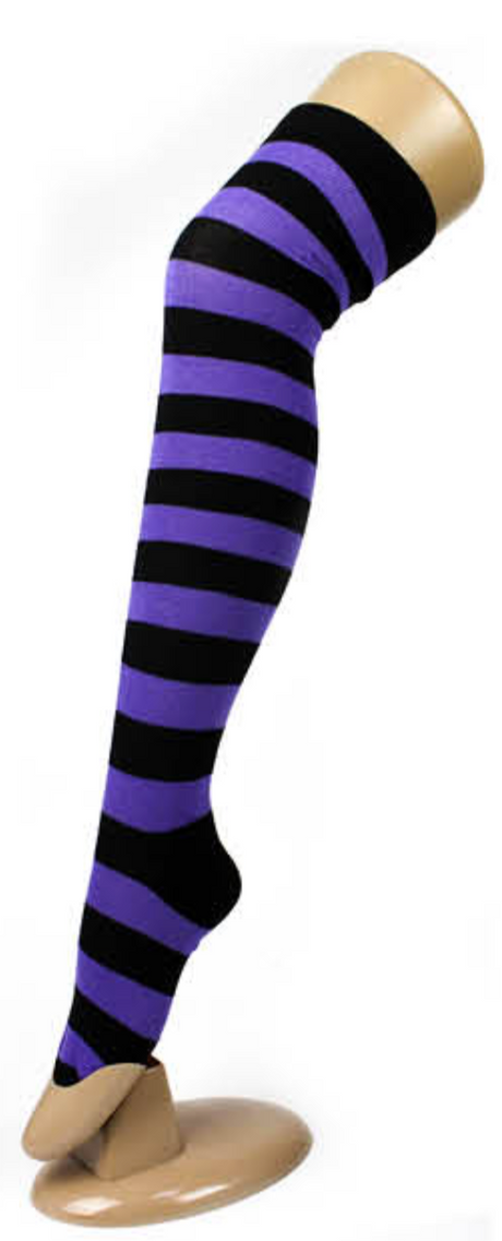 10x OVER THE KNEE SOCKS Plain Striped High Thigh Ladies Long Stocking BULK Price