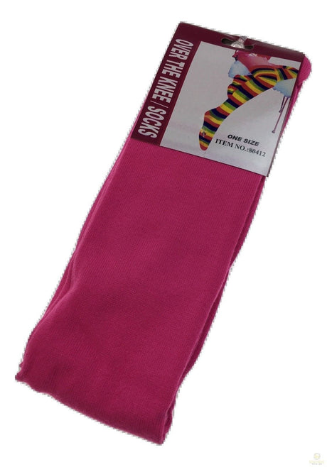 10x OVER THE KNEE SOCKS Plain Striped High Thigh Ladies Long Stocking BULK Price - Pink Rainbow