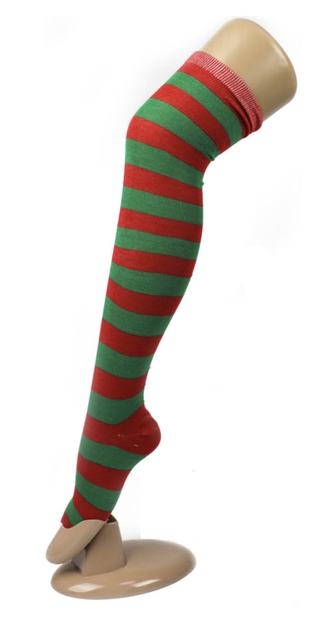 OVER THE KNEE SOCKS Plain Striped High Thigh Ladies Long Womens Stripey Stocking