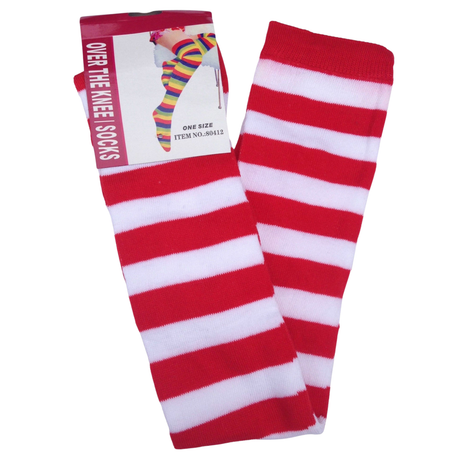 OVER THE KNEE SOCKS Plain Striped High Thigh Ladies Long Womens Stripey Stocking - Rainbow with Black Stripe