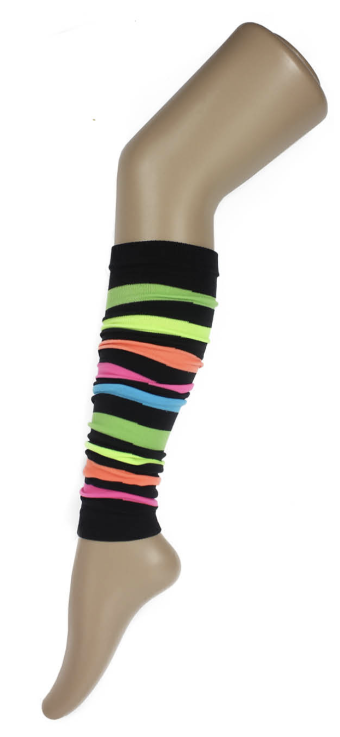 RAINBOW LEG WARMERS Party Costume Fine Stretch Ladies Girls Fancy Dress