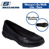 Skechers Womens Go Walk Lite Flats Shoes Comfort GEM Lightweight - Black/Black