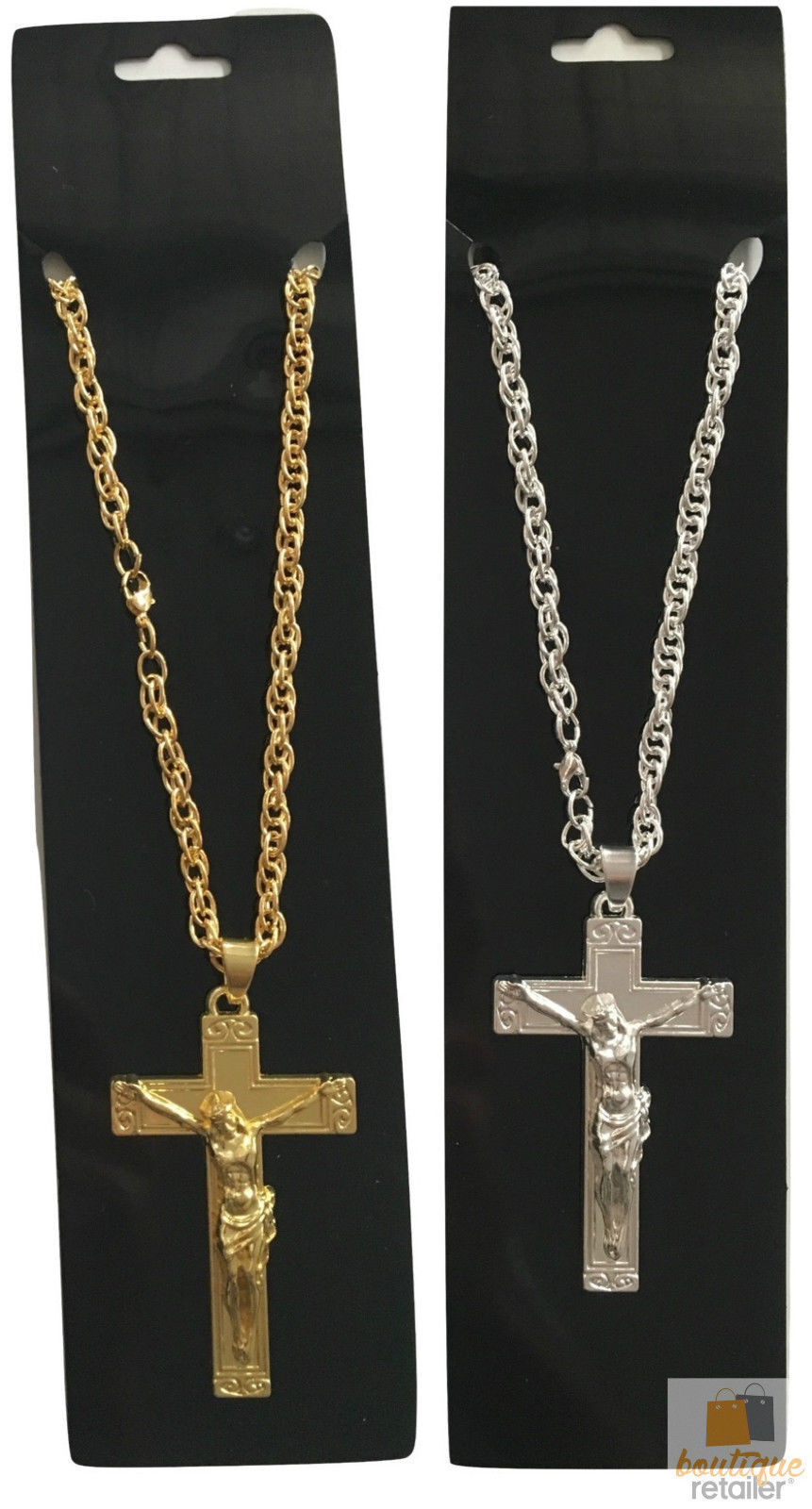 Jesus Christ Metal Necklace Chain Pendant Chain Jewellery Crucifix Silver