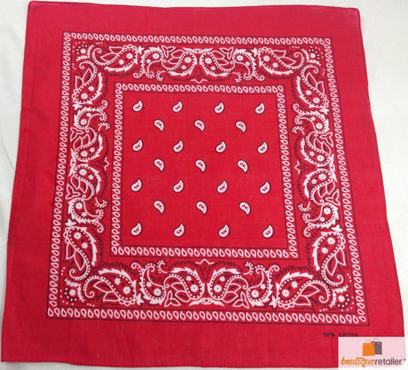 15x BULK BANDANA Paisley 100% COTTON Head Wrap Bandanna Head Wrap Summer Scarf - Red (White Polka Dots)