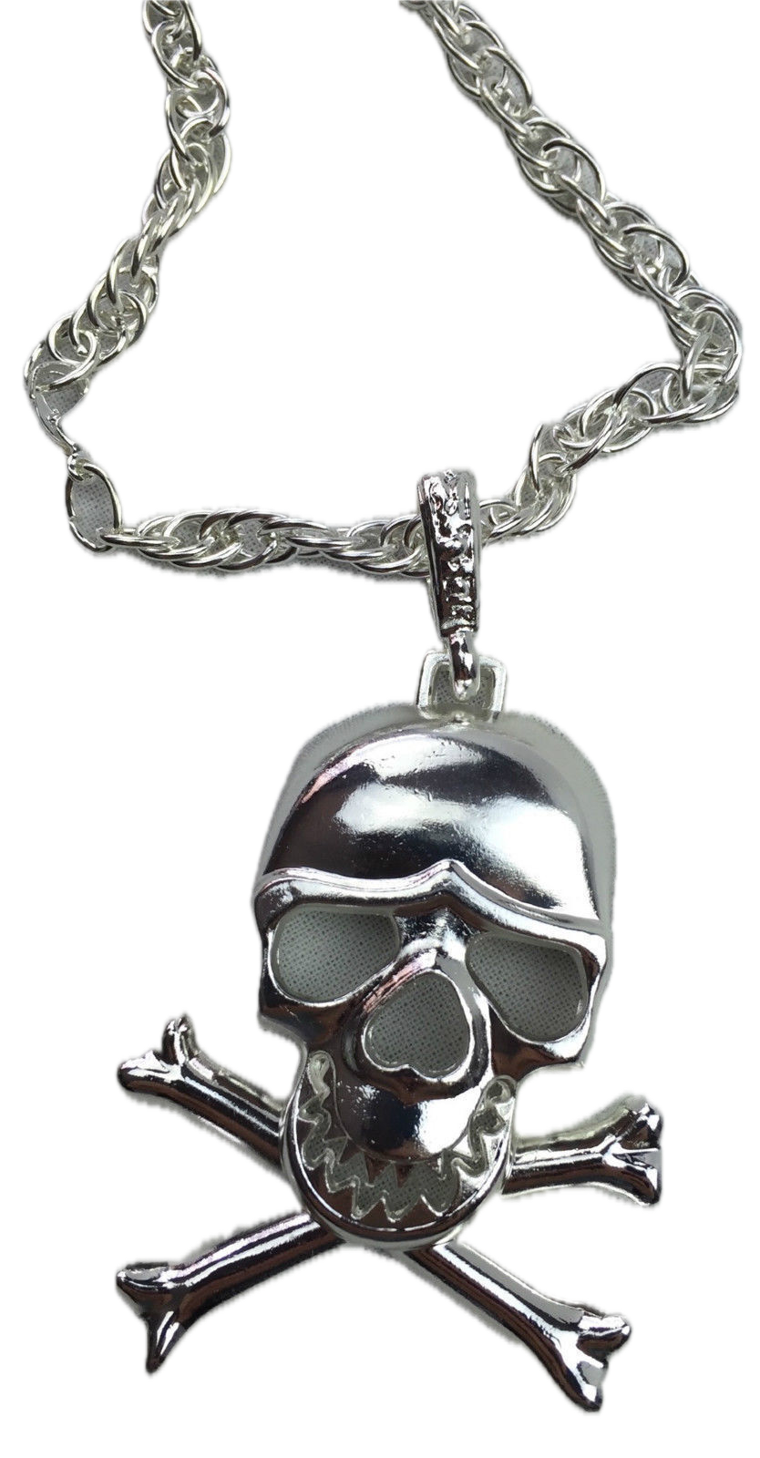 SKULL NECKLACE Pendant Silver Chain Punk Vintage Fashion Gothic Jewelry Retro