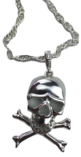 SKULL NECKLACE Pendant Silver Chain Punk Vintage Fashion Gothic Jewelry Retro