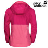 Jack Wolfskin Rainy Day Girls Jacket Pockets High-vis Waterproof Hooded Zip Kids