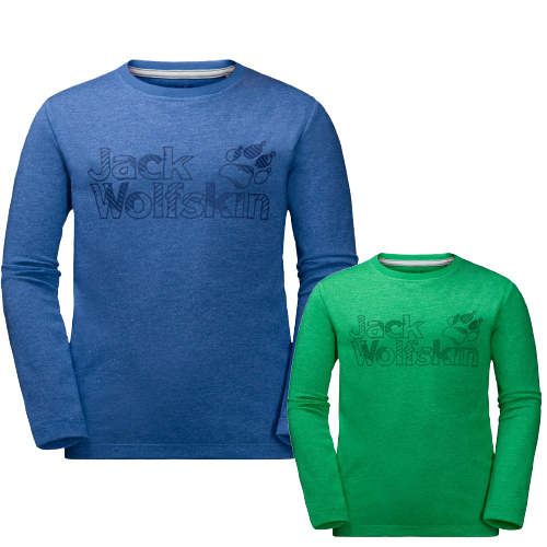 Jack Wolfskin Boys Long Sleeve Cotton Tee T-Shirt Top Kids Childrens