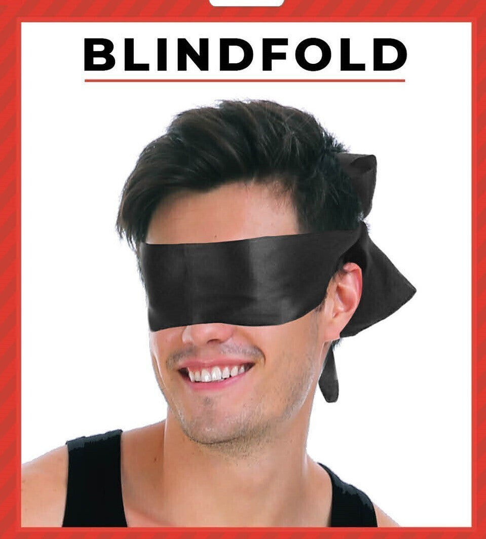 Blindfold Eye Mask Sleep Adult Toy Fun Soft Role Play Satin Fun - Black