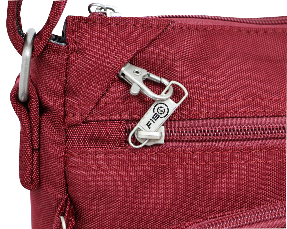 FIB Mens Crossbody Bag Satchel Adjustable Shoulder Strap Travel - Burgundy