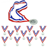 12x 2nd METAL SILVER WINNER MEDALS Sports Day School 46cm Ribbon Olympics