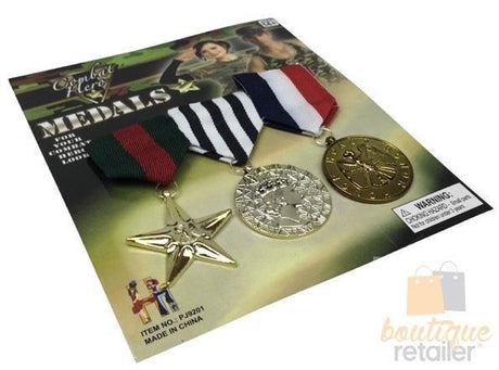 3x Army Solider Medals Combat Party Costume Halloween Fancy Dress Replica