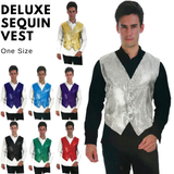 Mens Premium SEQUIN VEST Waistcoat Dance Costume Disco Sparkle Deluxe