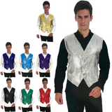 Mens Premium SEQUIN VEST Waistcoat Dance Costume Disco Sparkle Deluxe