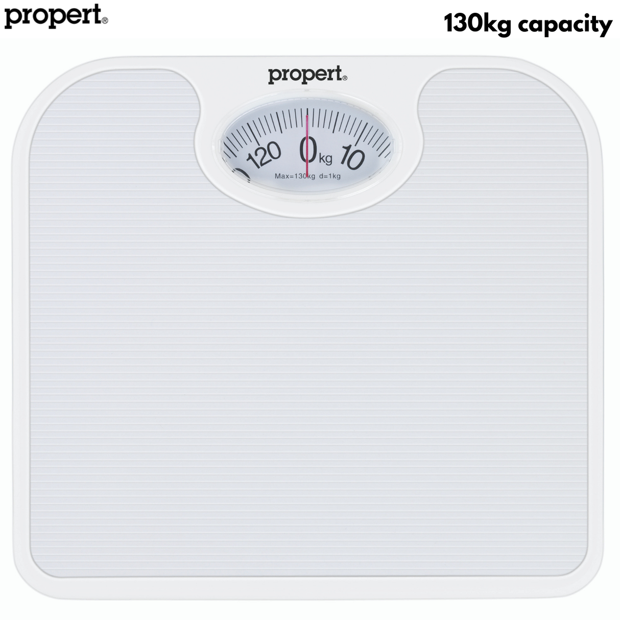 Propert 130kg Mechanical Bathroom Scales Weight Checker Kilo Stone - White