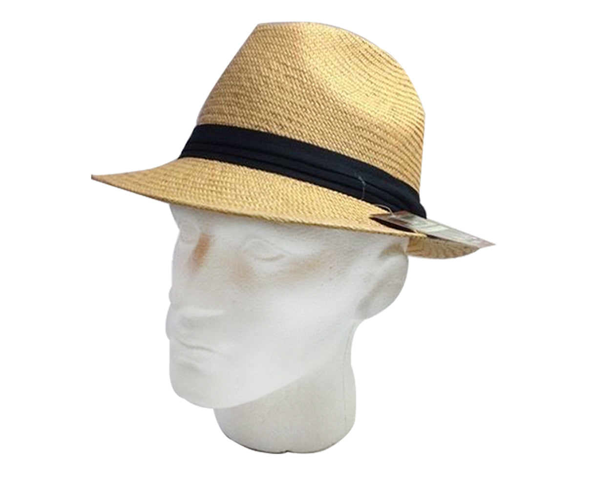 MELBOURNE HATS Fedora  Ecuadorian Palm Straw Hat Handwoven Summer Panama Trilby - Putty