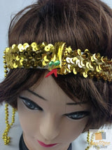 CLEOPATRA HEADPIECE Egyptian Beaded Headband Headdress Fancy Costume Sequin