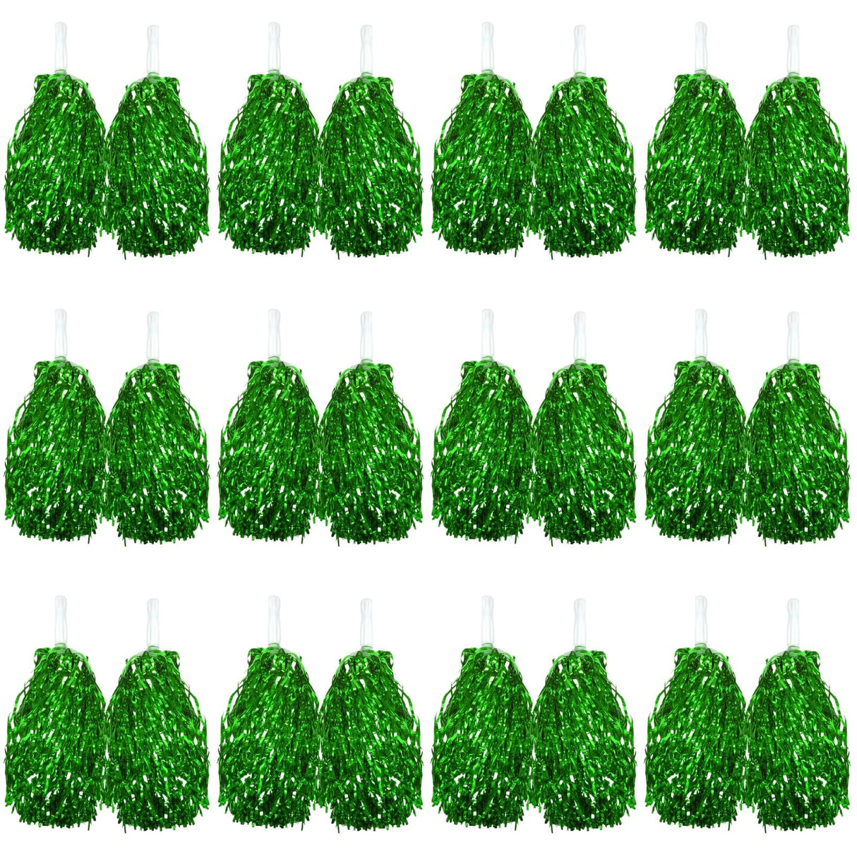 Green Metallic Cheerleading Pom Poms – Set of 12 w/ Easy-Grip Handles Australia Day