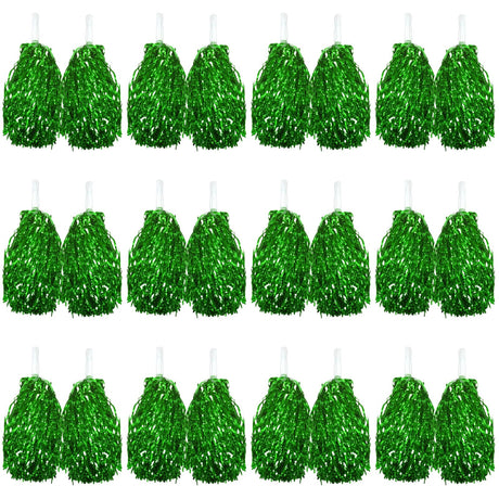 Green Metallic Cheerleading Pom Poms – Set of 12 w/ Easy-Grip Handles Australia Day