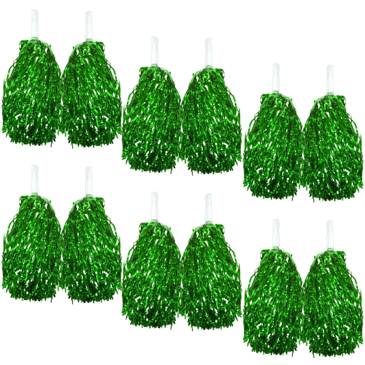 Green Metallic Cheerleading Pom Poms – Set of 6 w/ Easy-Grip Handles Australia Day