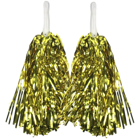 Yellow Metallic Cheerleading Pom Poms – Set of 6 with Easy-Grip Handles Australia Day