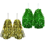 Green & Yellow Metallic Cheerleading Pom Poms – 2-Pack (1 Green Pair & 1 Yellow Pair) Australia Day