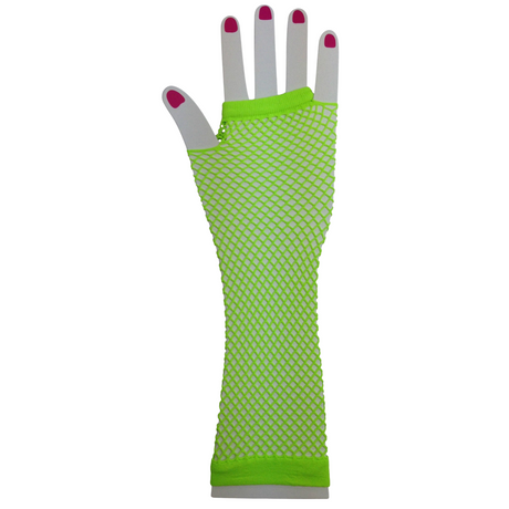 FISHNET GLOVES Fingerless Elbow Length 70s 80s Womens Costume Party Dance - Hot Pink