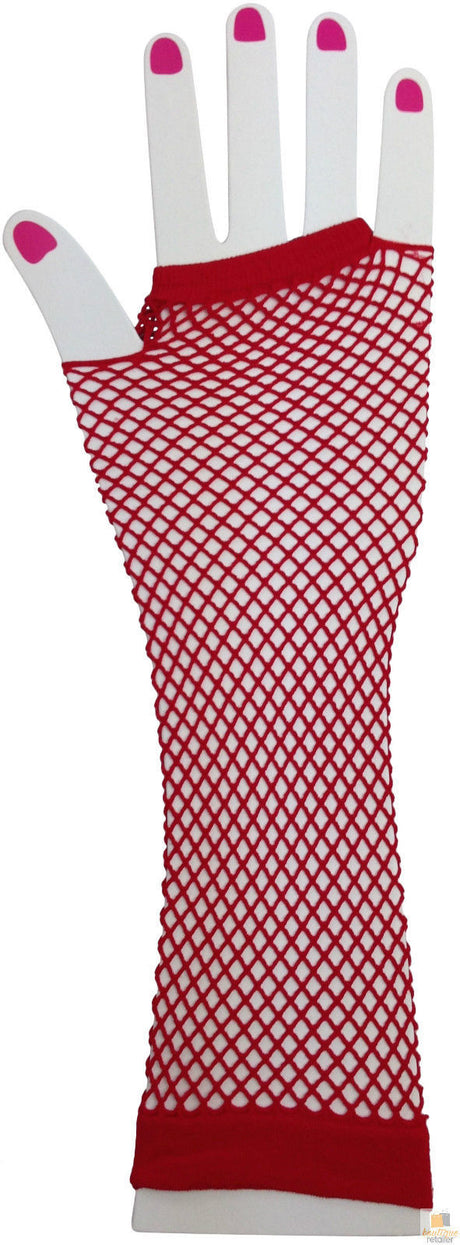 FISHNET GLOVES Fingerless Elbow Length 70s 80s Womens Costume Party Dance