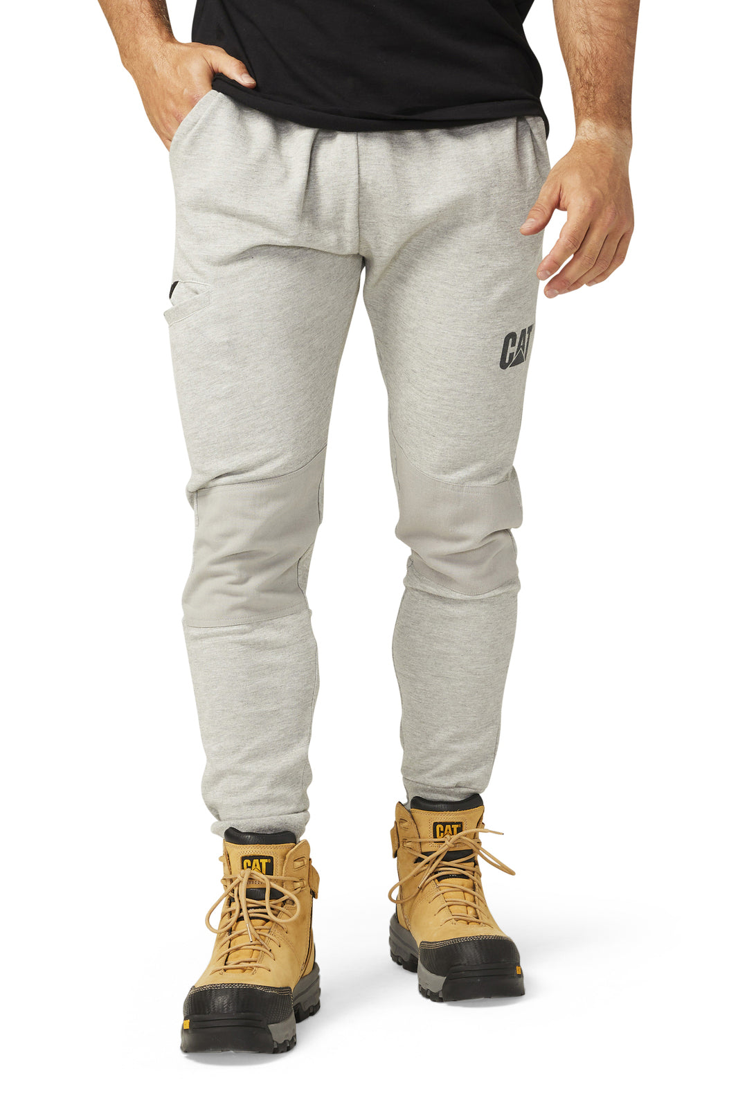 Caterpillar Track Pants Trackies Work Casual Gym Slim Fit w Hem Joggers - Grey