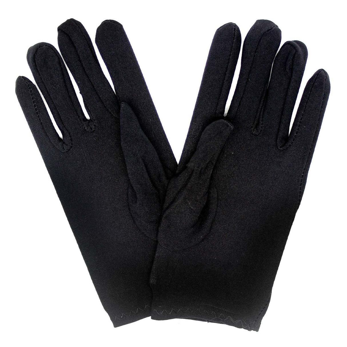 Ladies SHORT GLOVES Costume Party Wedding Bridal Fancy Dress Prom Stretchy - Black - One Size