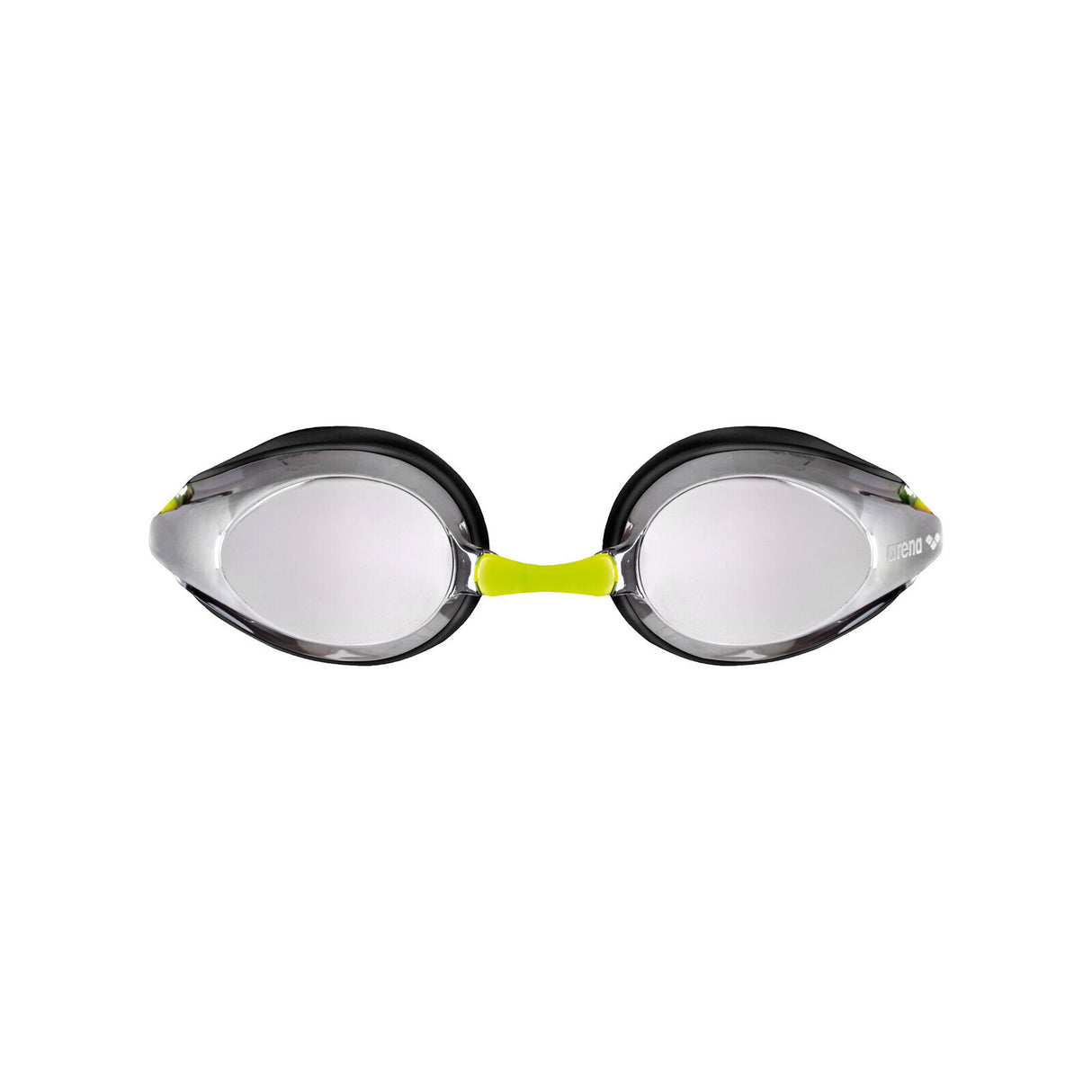 Arena Racing Tracks Junior Mirror Swimming Goggles - Silver/Black/Fluro Yellow