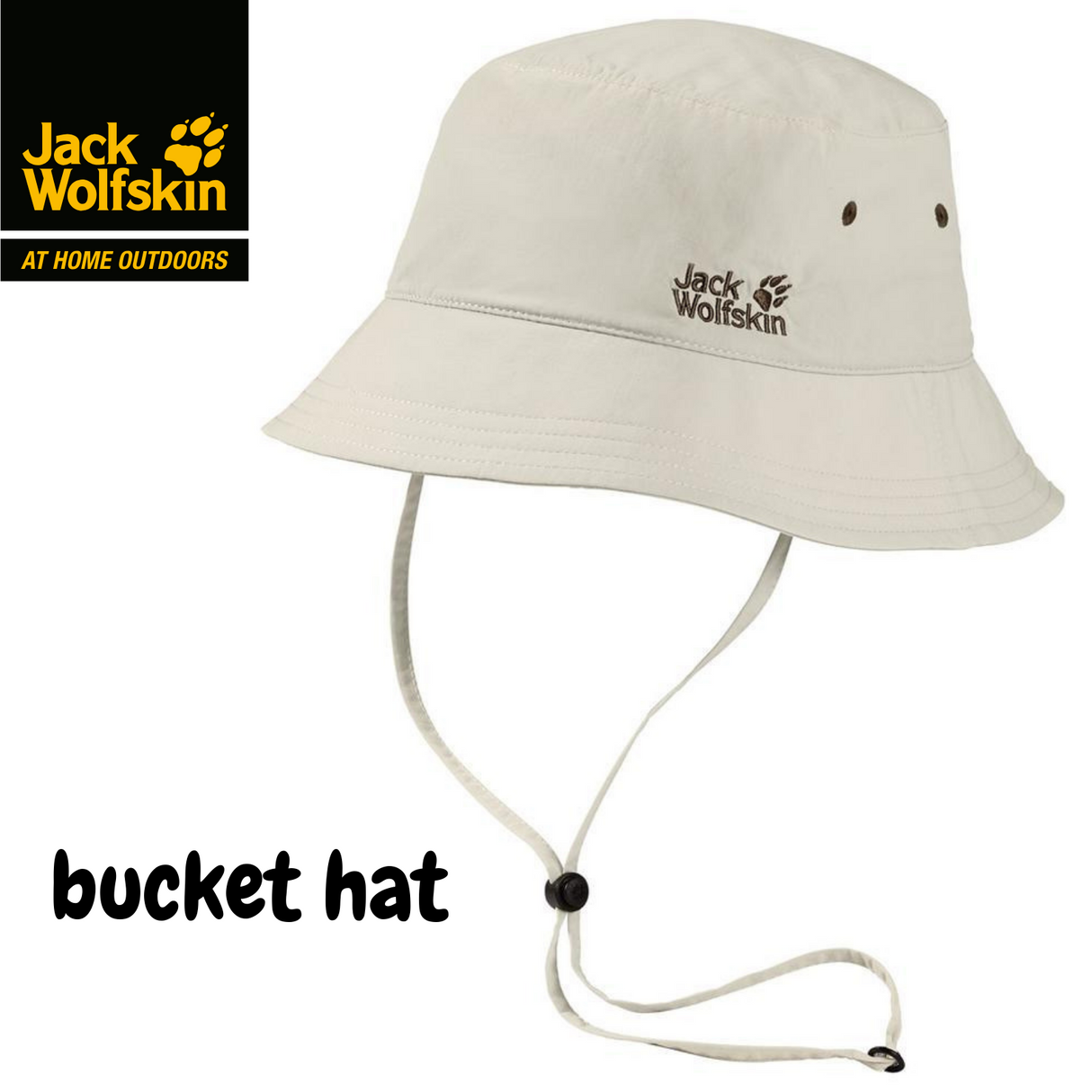 JACK WOLFSKIN Supplex Bucket Hat Sun Cap Floppy Fishing Camping - White Sand