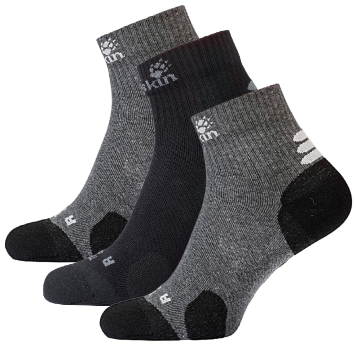 3x Jack Wolfskin Ankle Socks Travel Organic Cotton Mid Cut Hiking Trekking