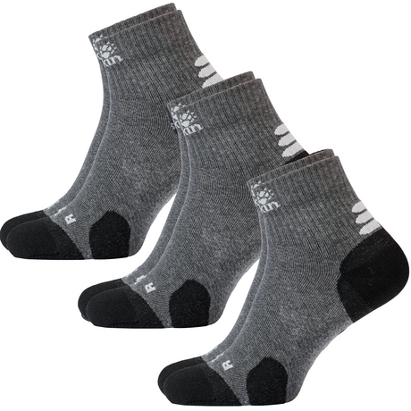 3x Jack Wolfskin Ankle Socks Travel Organic Cotton Mid Cut Hiking Trekking - Black