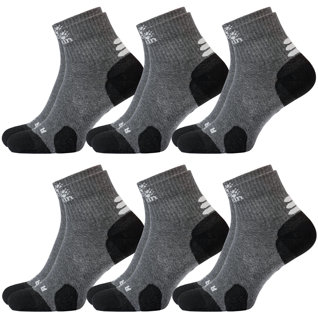 6x Jack Wolfskin Socks Travel Organic Cotton Mid Cut Hiking Trekking Ankle