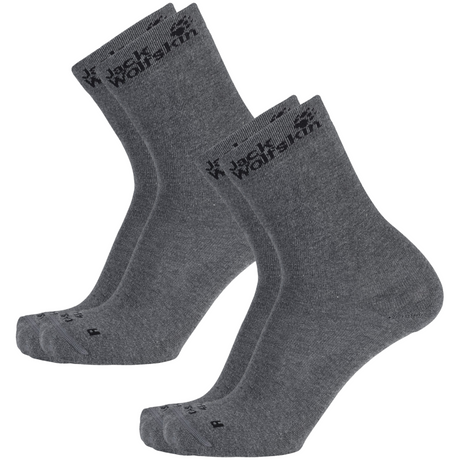 2-Pairs Jack Wolfskin Casual Ankle Socks Classic Cut Organic Cotton - Dark Grey - Dark Grey