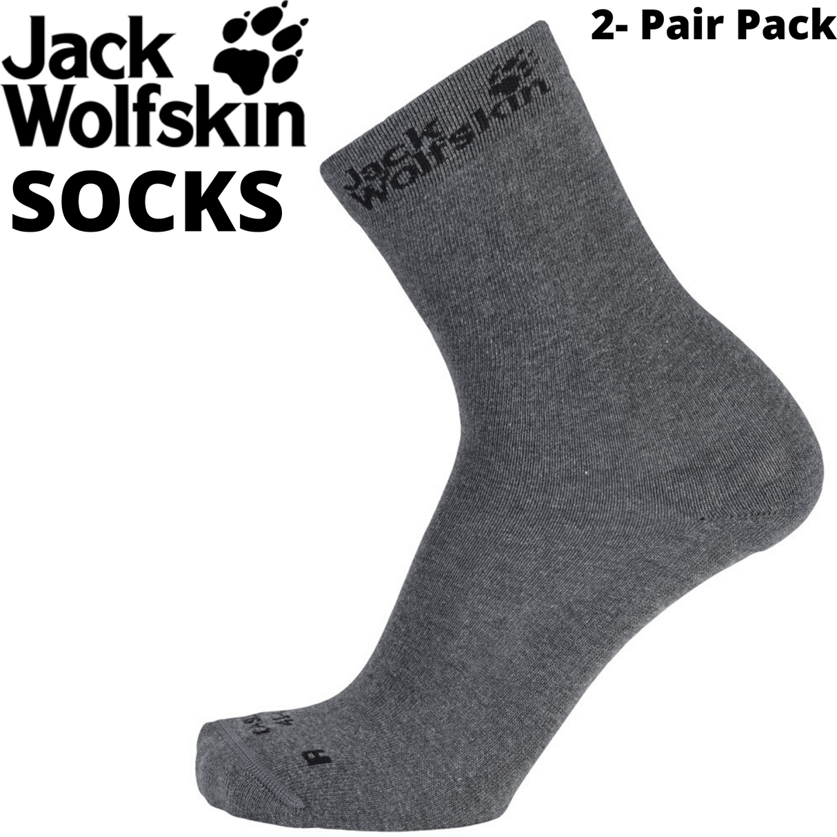 2-Pairs Jack Wolfskin Casual Ankle Socks Classic Cut Organic Cotton - Dark Grey