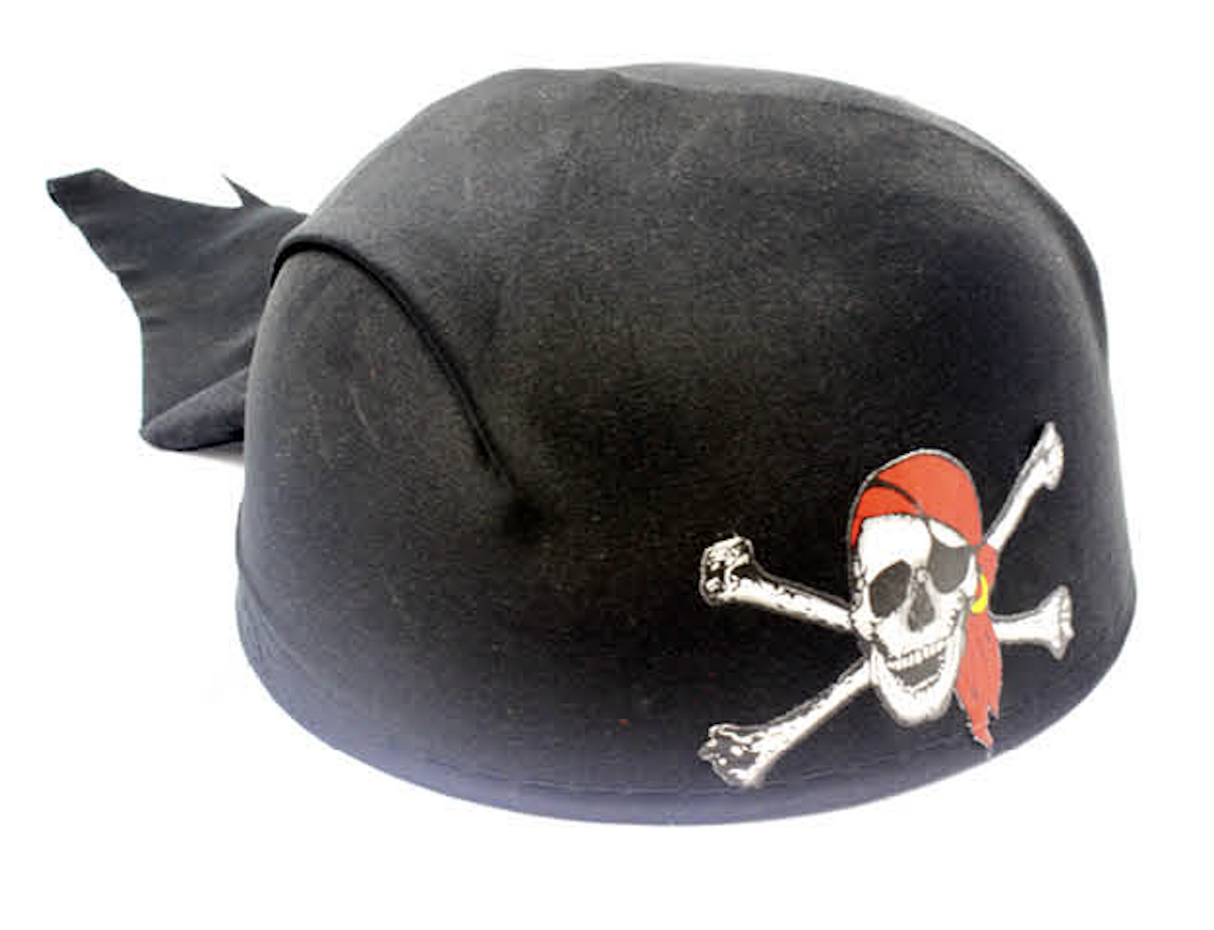 Pirate Hat Bandana Style Fancy Dress Costume Halloween Caribbean - Black