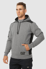 Caterpillar Logo Panel Hooded Sweatshirt Jumper Hoodie Warm Winter - Dark Heather Grey