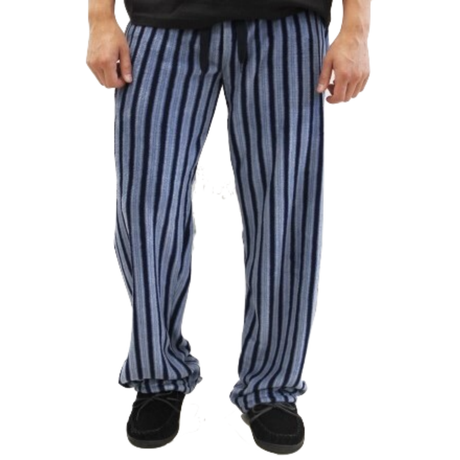 Mens Pyjama Pants Warm Winter Sleepwear PJ Pajamas  - Blue and Navy Stripes