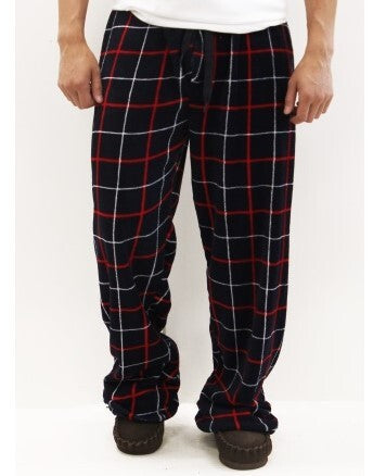 Mens Pyjama Pants Warm Winter Comfortable - Navy and Red