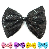 LARGE BOW TIE Sequin Polka Dots Bowtie Big King Size Party  Costume - Black