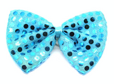 SEQUIN BOW TIE Polka Dots Bowtie Party Unisex Costume  13cm x 9cm Clown - Sky Blue