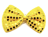 SEQUIN BOW TIE Polka Dots Bowtie Party Unisex Costume  13cm x 9cm Clown - Yellow