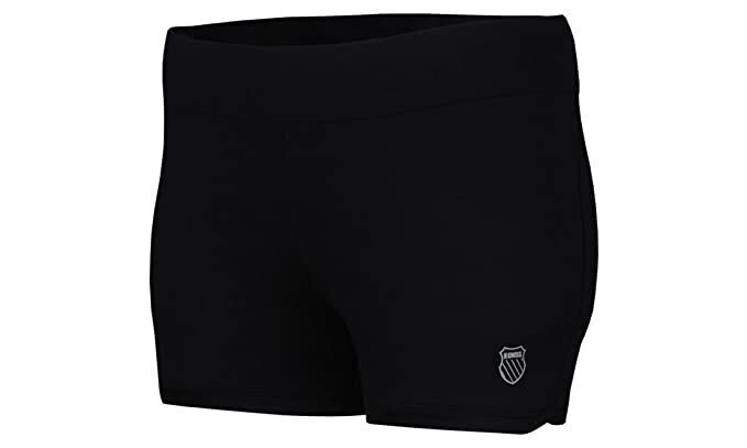 K-Swiss Womens Retro Hem Tennis Sports Shorts - Black