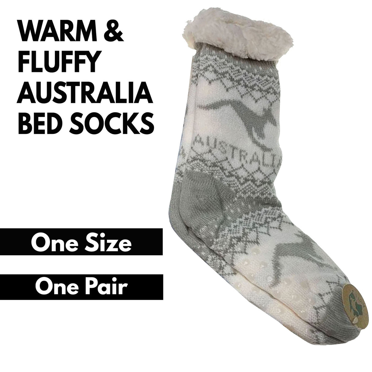 1 Pair Unisex Thick Fur AUSTRALIA Bed Socks Soft Fluffy Non Slip Kangaroo Slipper Souvenir