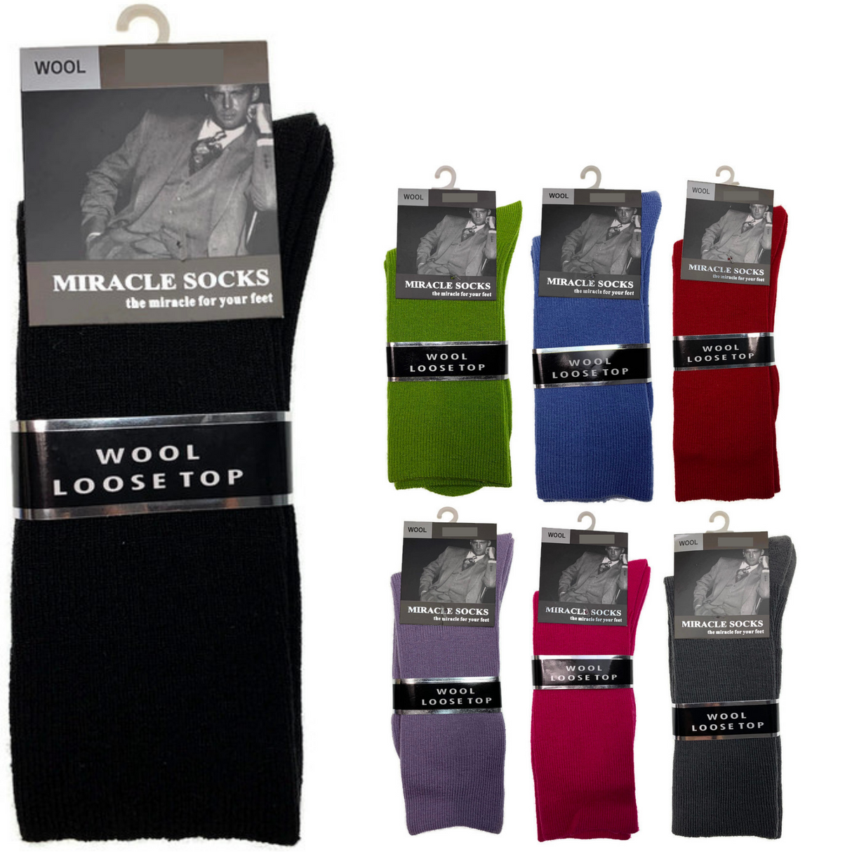 1x Pair MERINO WOOL Rich LOOSE TOP SOCKS Dress Medical Circulation