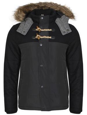 Dissident Bethwin Padded Quilted Jacket Coat Wool Blend Winter - Navy