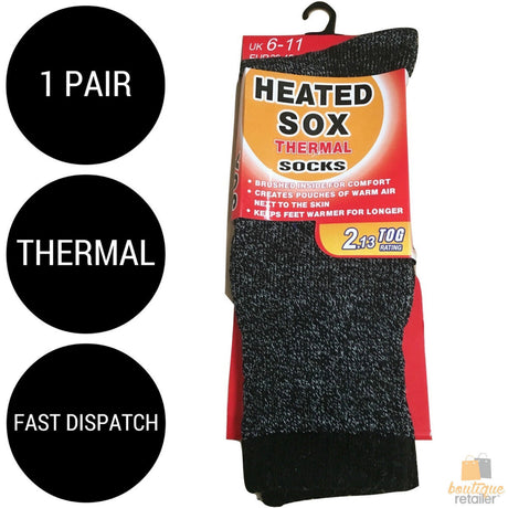 1 Pair Mens THERMAL HEATED SOCKS Warm Winter Comfort Mens Work Sox Ski - 6-11 UK